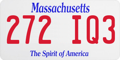 MA license plate 272IQ3