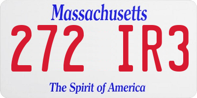 MA license plate 272IR3