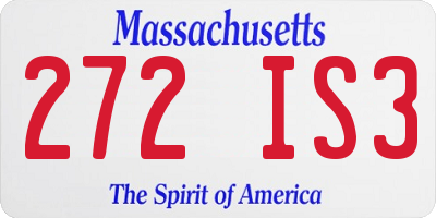 MA license plate 272IS3