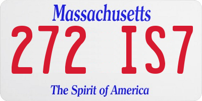 MA license plate 272IS7