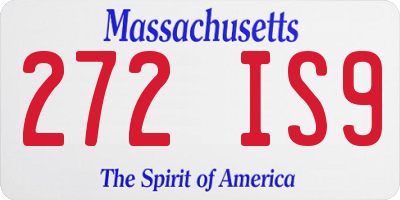 MA license plate 272IS9