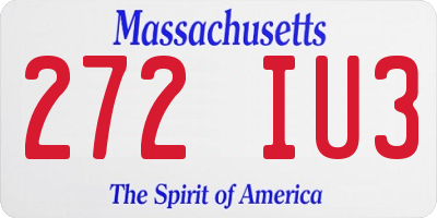 MA license plate 272IU3