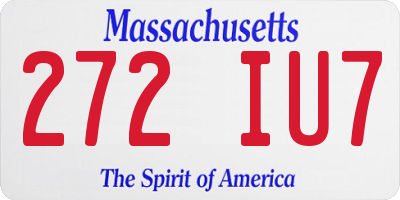 MA license plate 272IU7
