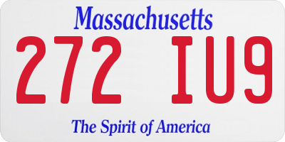 MA license plate 272IU9