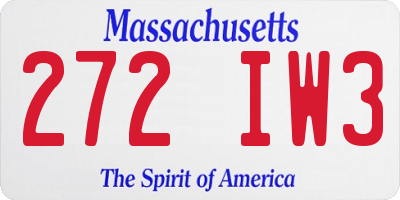 MA license plate 272IW3