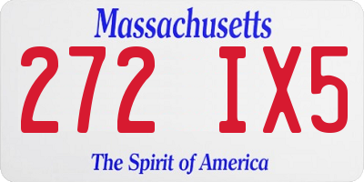 MA license plate 272IX5