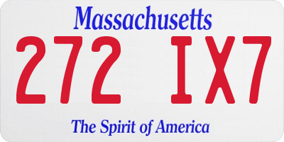 MA license plate 272IX7