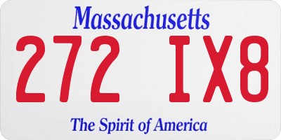 MA license plate 272IX8