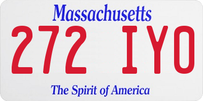 MA license plate 272IY0