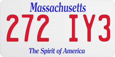 MA license plate 272IY3