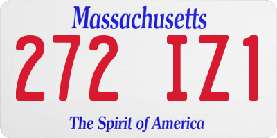 MA license plate 272IZ1