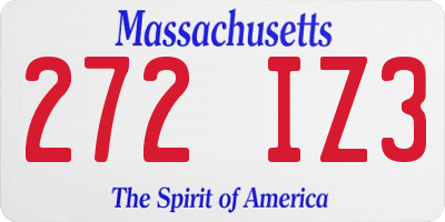 MA license plate 272IZ3