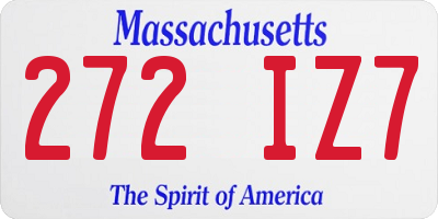 MA license plate 272IZ7