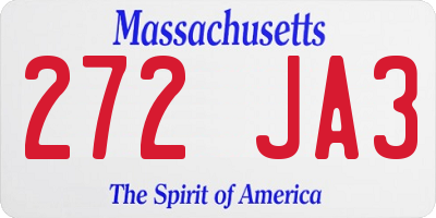 MA license plate 272JA3