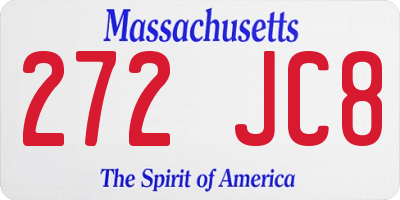 MA license plate 272JC8