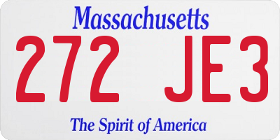 MA license plate 272JE3