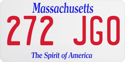 MA license plate 272JG0