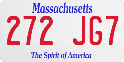 MA license plate 272JG7