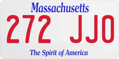 MA license plate 272JJ0