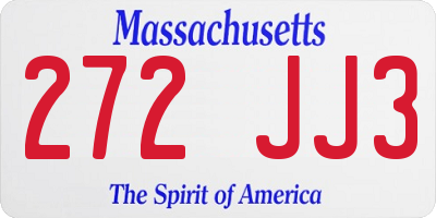 MA license plate 272JJ3