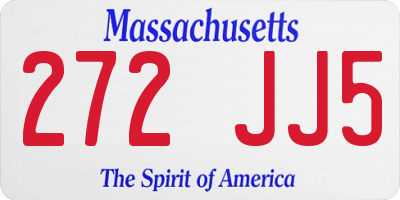 MA license plate 272JJ5