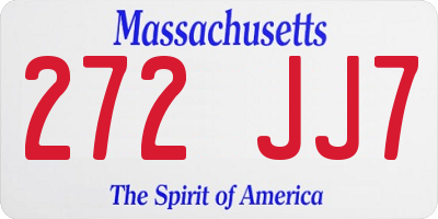 MA license plate 272JJ7