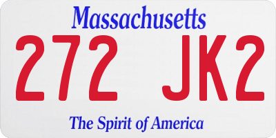 MA license plate 272JK2