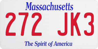 MA license plate 272JK3