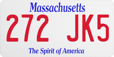 MA license plate 272JK5