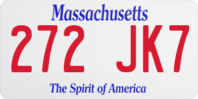 MA license plate 272JK7