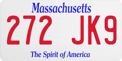 MA license plate 272JK9