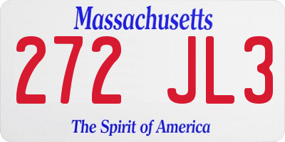 MA license plate 272JL3