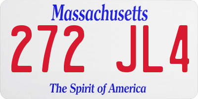 MA license plate 272JL4