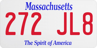 MA license plate 272JL8