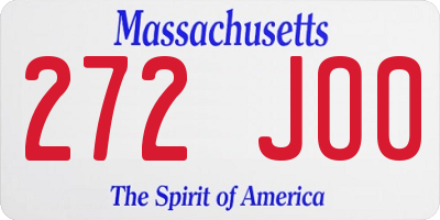 MA license plate 272JO0