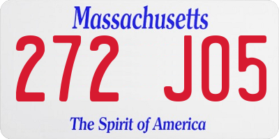 MA license plate 272JO5