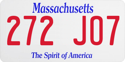 MA license plate 272JO7