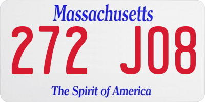 MA license plate 272JO8