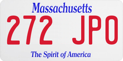 MA license plate 272JP0