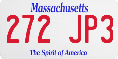 MA license plate 272JP3