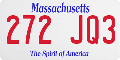 MA license plate 272JQ3
