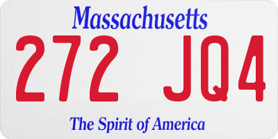 MA license plate 272JQ4