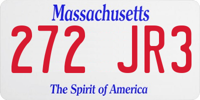 MA license plate 272JR3