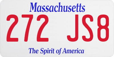 MA license plate 272JS8