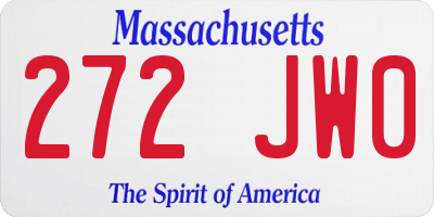 MA license plate 272JW0