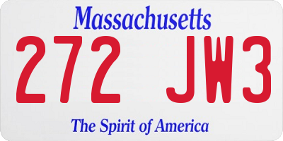 MA license plate 272JW3