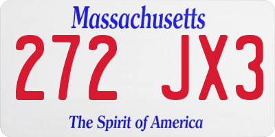 MA license plate 272JX3