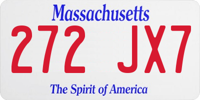 MA license plate 272JX7
