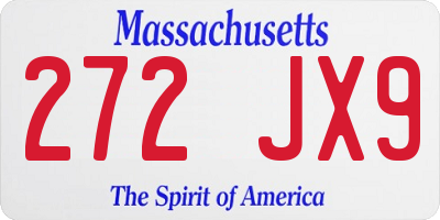 MA license plate 272JX9