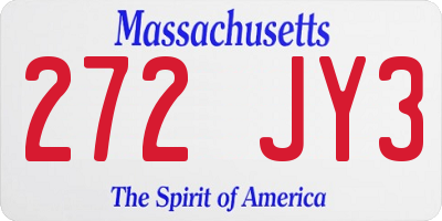 MA license plate 272JY3